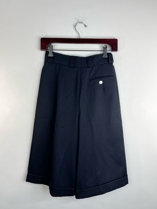 Vtg 80s W German navy wool blend wide leg cropped pleated old money culottes 4 - Picture 5 of 17